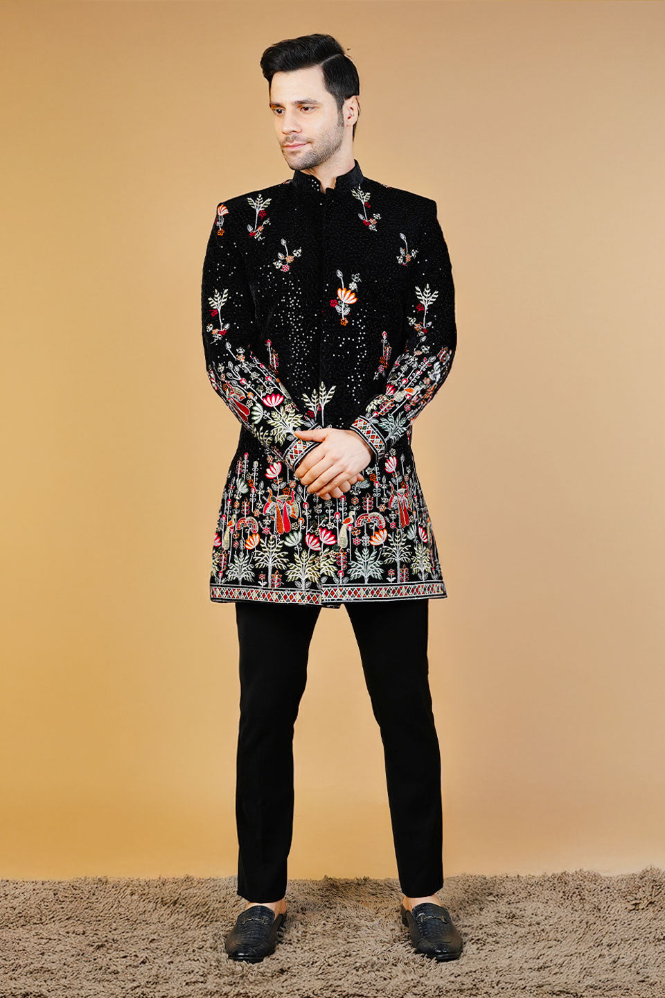 Velvet Black Bandhgala