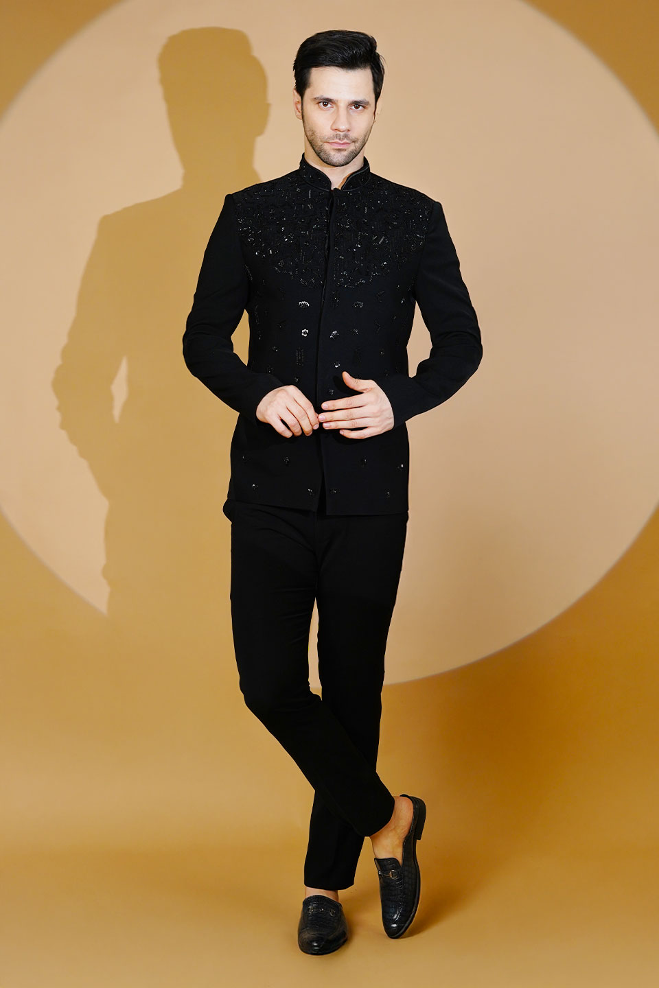 Polyester Satin Black Suit