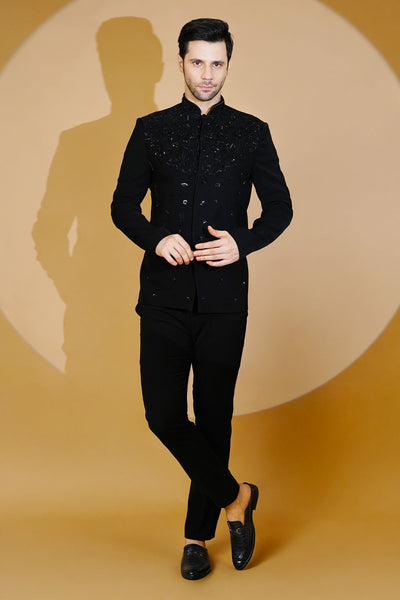 Polyester Satin Black Suit