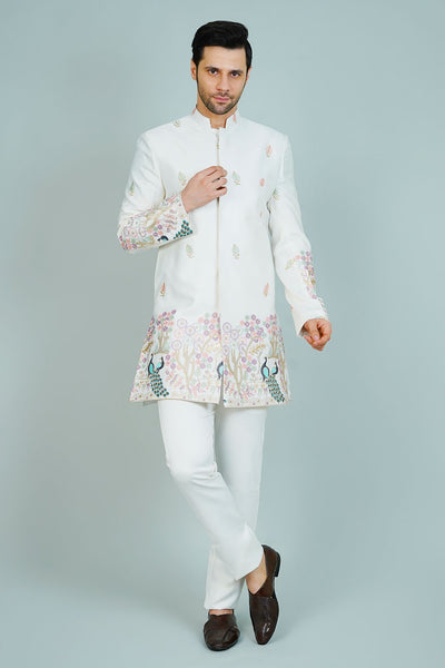 Polyester Satin White Bandhgala