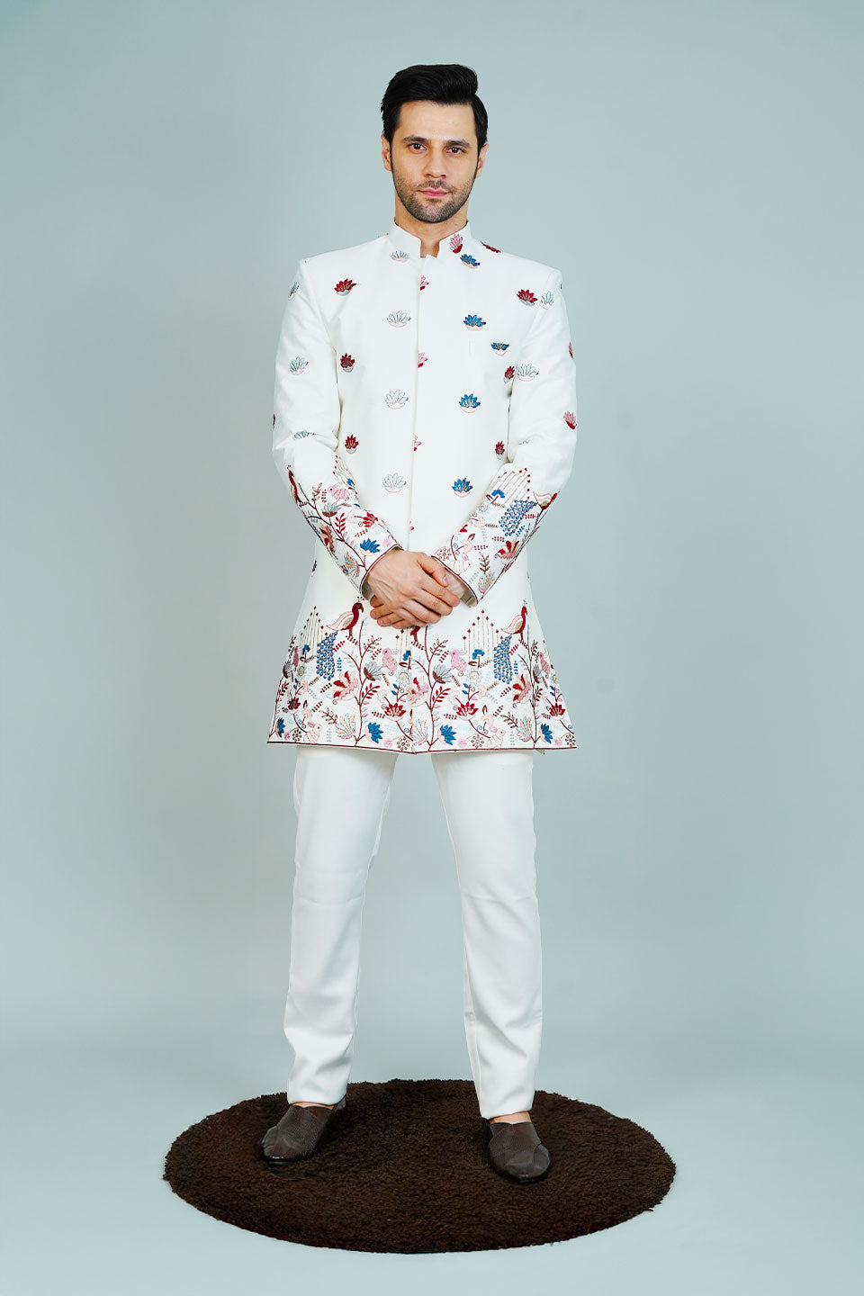 Polyester Satin White Bandhgala