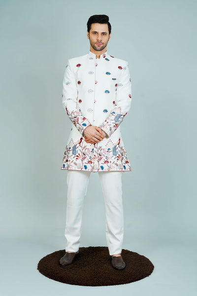 Polyester Satin White Bandhgala