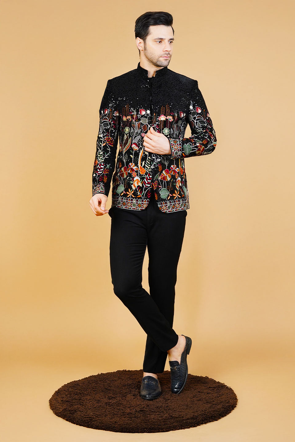 Velvet Black Bandhgala