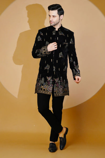 Velvet Black Bandhgala