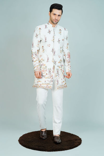 Polyester Satin Cream Bandhgala