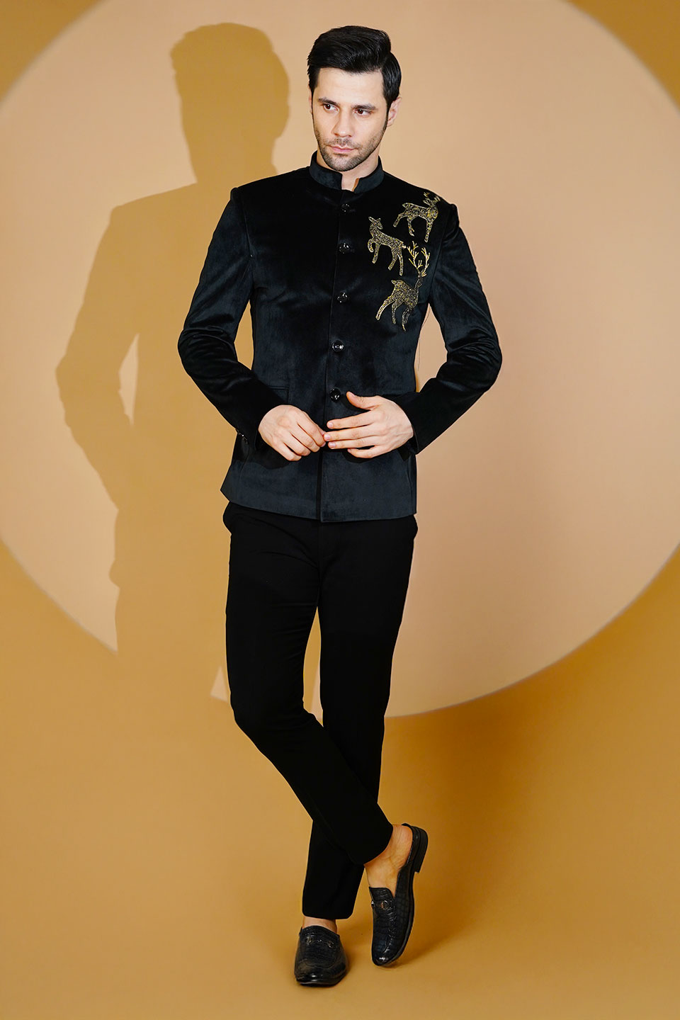 Velvet Black Bandhgala