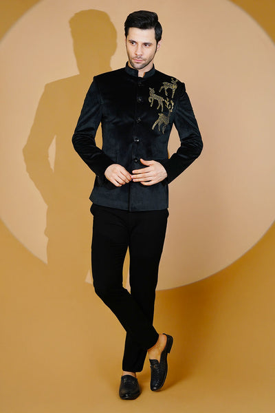 Velvet Black Bandhgala