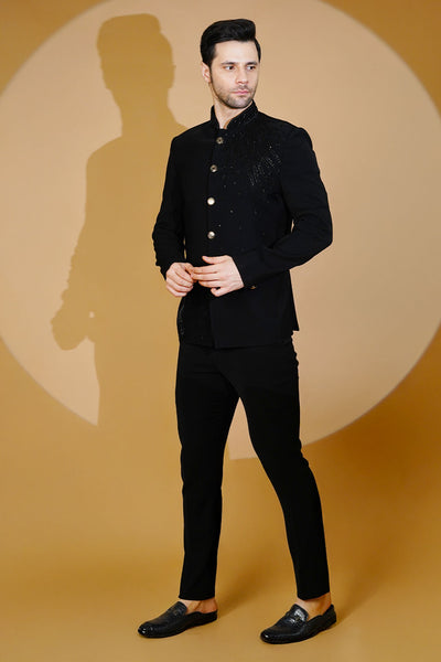 Polyester Satin Black Suit