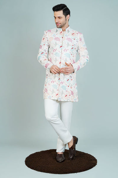 Polyester Satin Cream Bandhgala