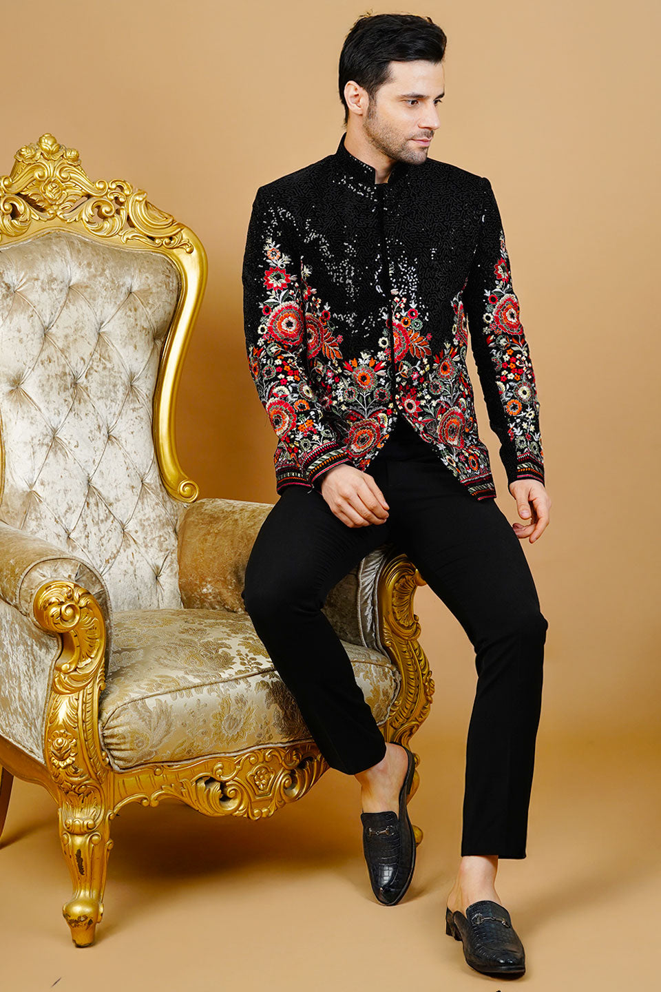 Velvet Black Bandhgala