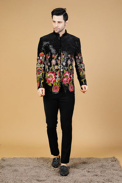 Velvet Black Bandhgala