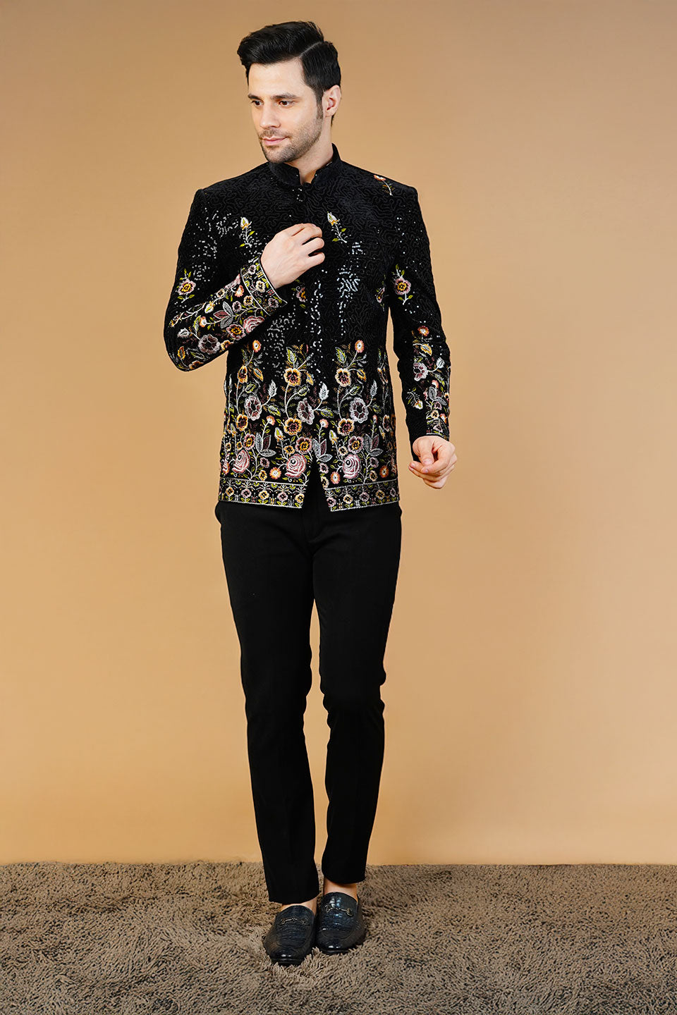 Velvet Black Bandhgala