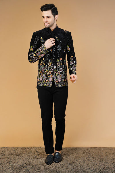 Velvet Black Bandhgala