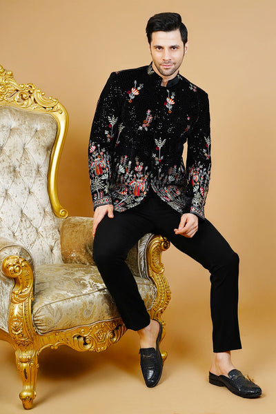 Velvet Black Bandhgala