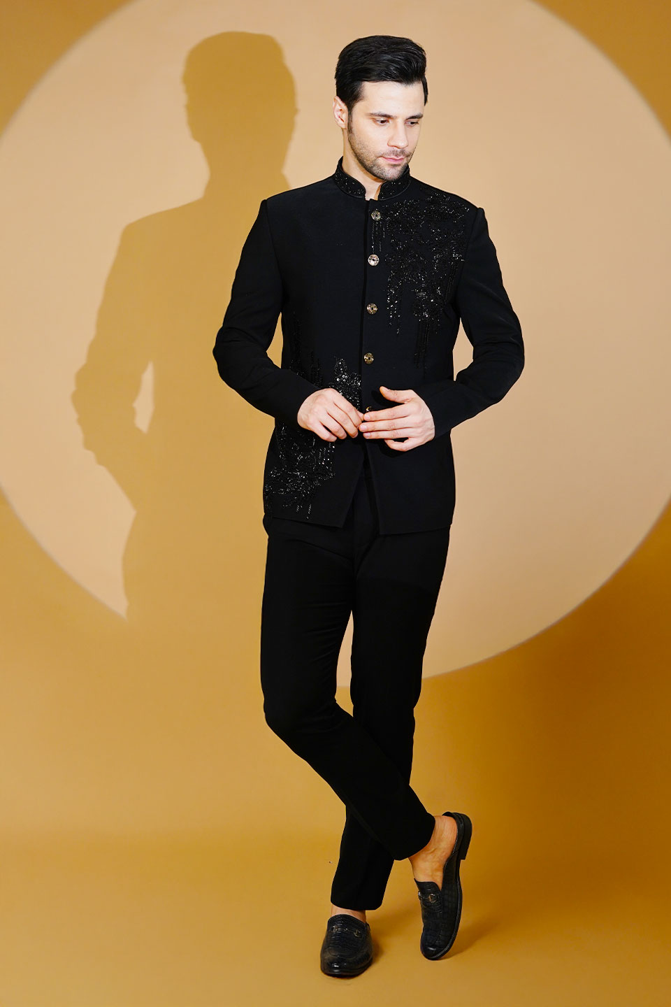 Polyester Satin Black Suit
