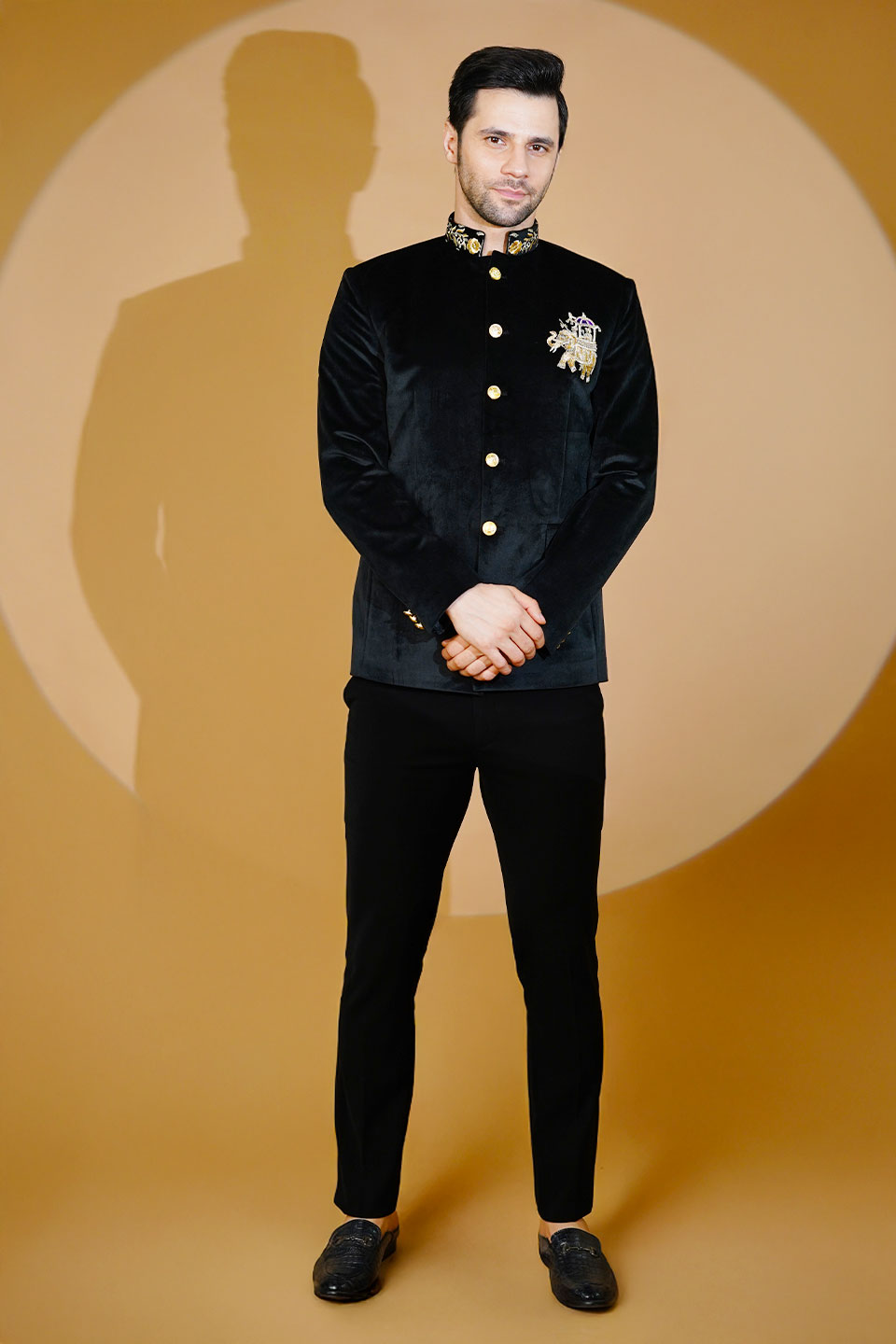 Velvet Black Bandhgala