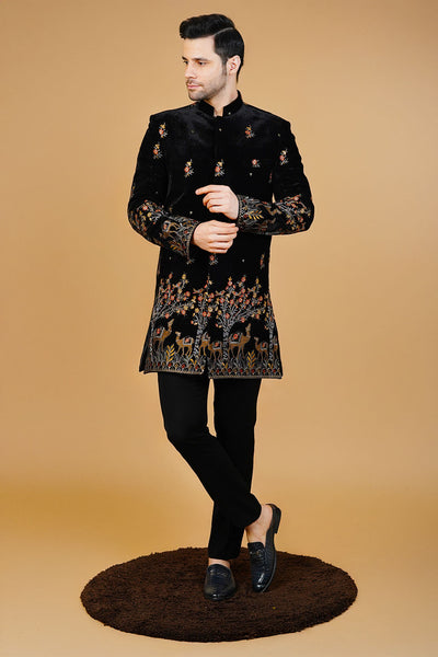 Velvet Black Bandhgala