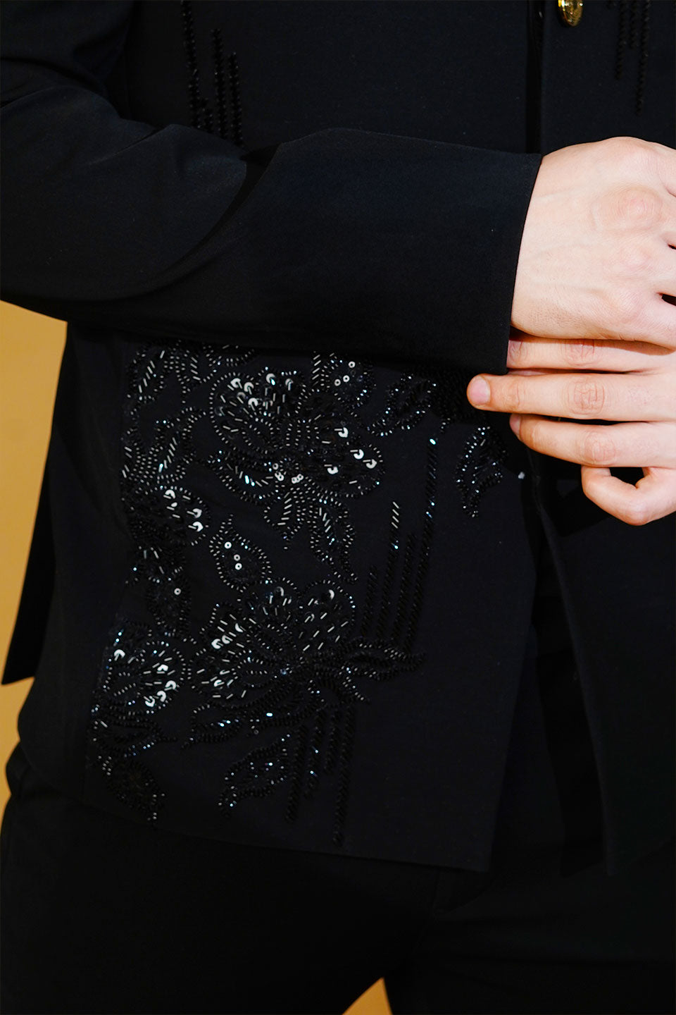 Polyester Satin Black Suit