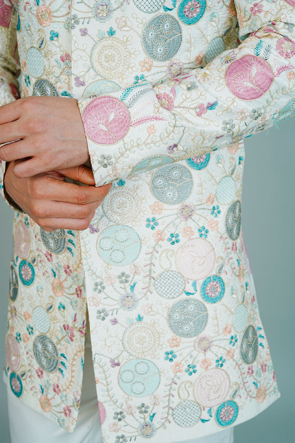 Polyester Satin White Bandhgala