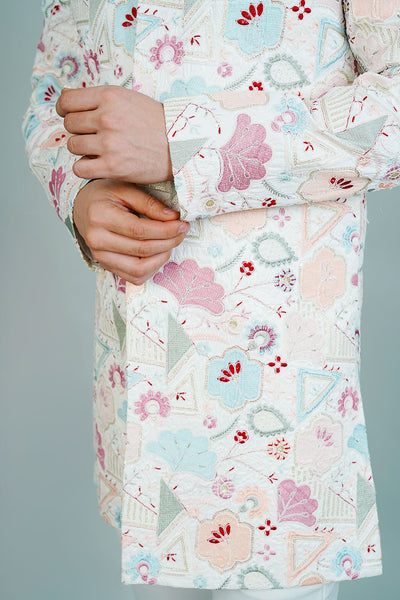 Polyester Satin Cream Bandhgala