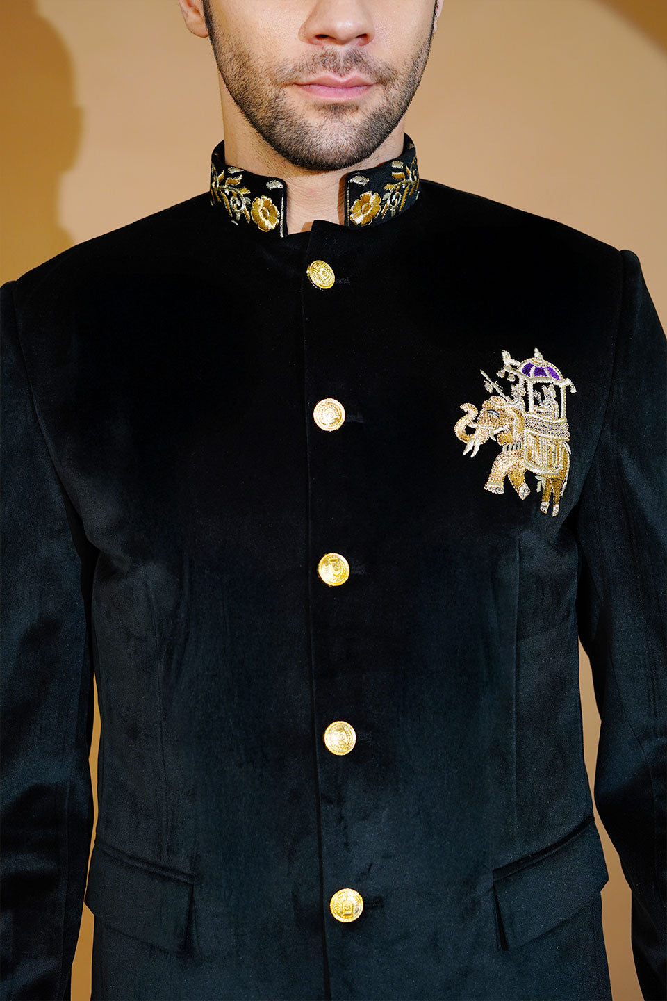 Velvet Black Bandhgala