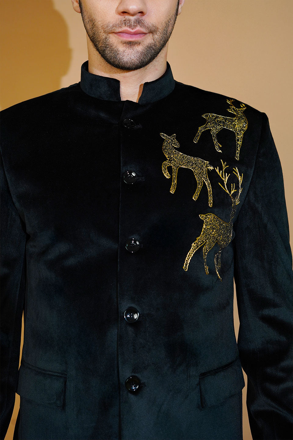 Velvet Black Bandhgala