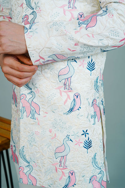 Polyester Satin White Bandhgala