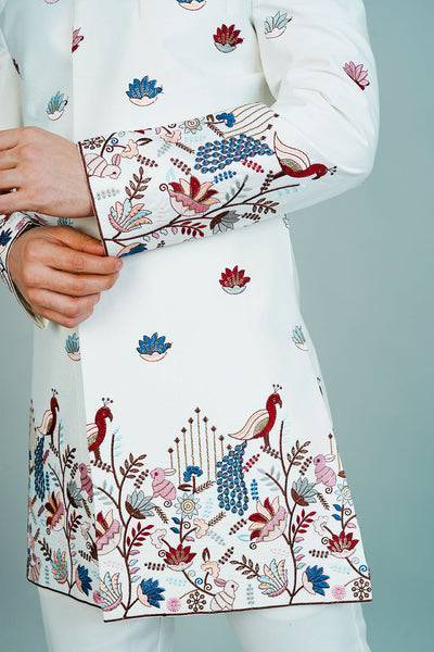 Polyester Satin White Bandhgala