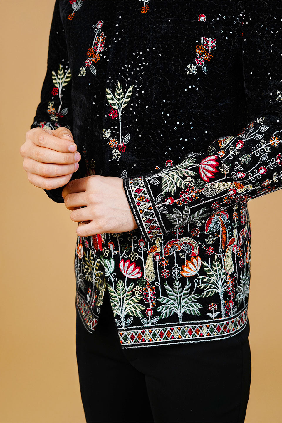 Velvet Black Bandhgala