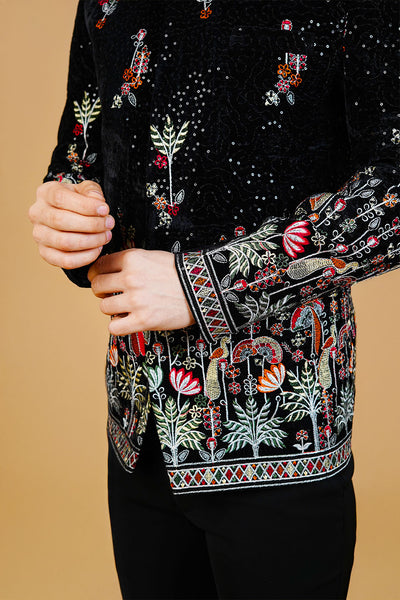 Velvet Black Bandhgala