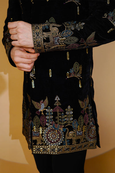 Velvet Black Bandhgala