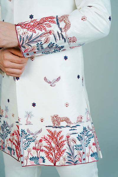 Polyester Satin White Bandhgala