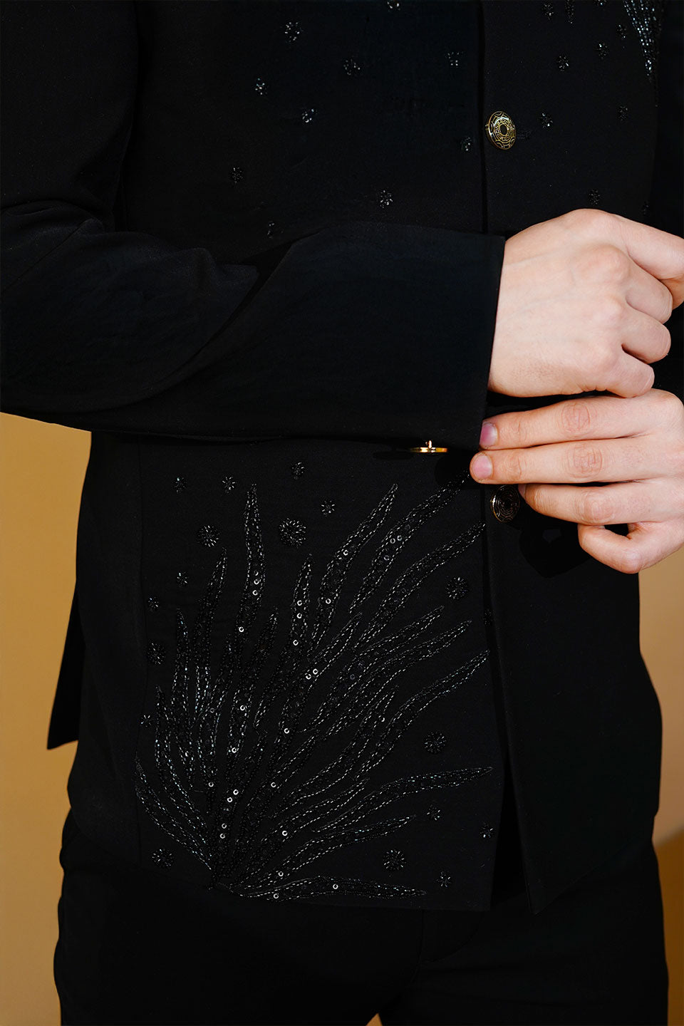 Polyester Satin Black Suit