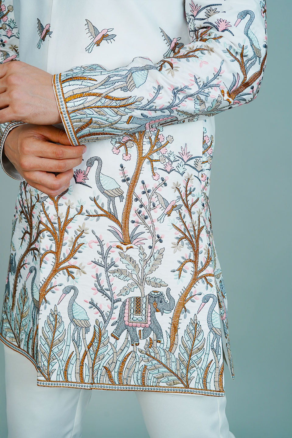 Polyester Satin White Bandhgala