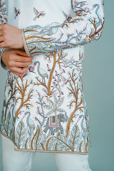 Polyester Satin White Bandhgala