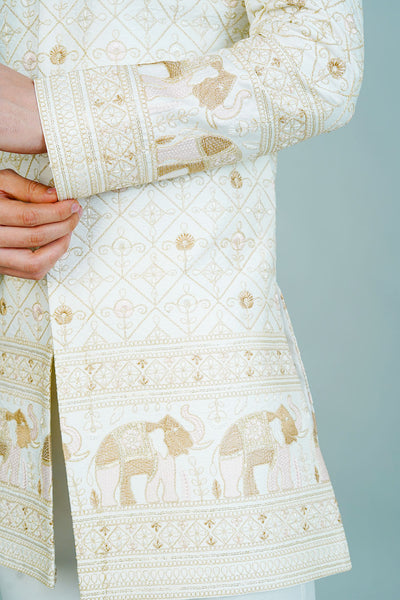 Polyester Satin Cream Bandhgala