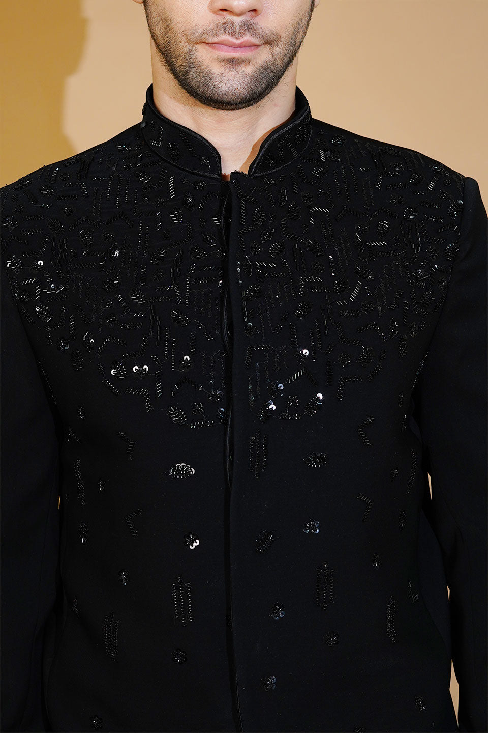 Polyester Satin Black Suit