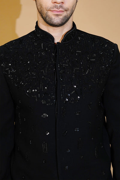 Polyester Satin Black Suit