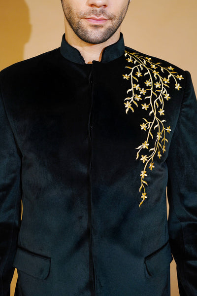 Velvet Black Bandhgala