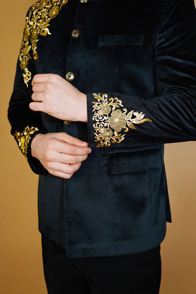 Velvet Black Bandhgala