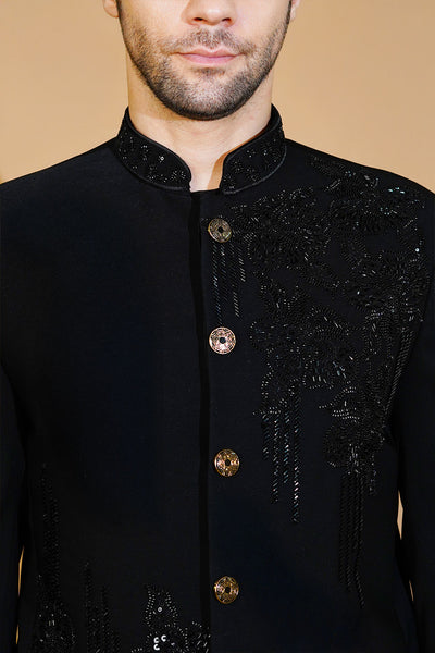 Polyester Satin Black Suit