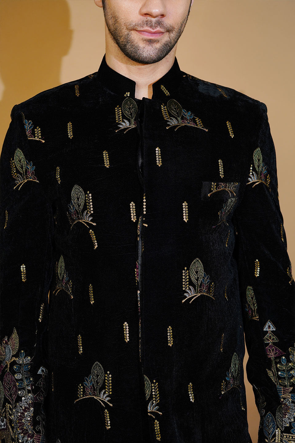 Velvet Black Bandhgala