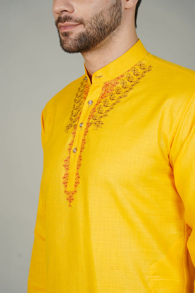 Ruby Silk Embroidery Yellow Kurta