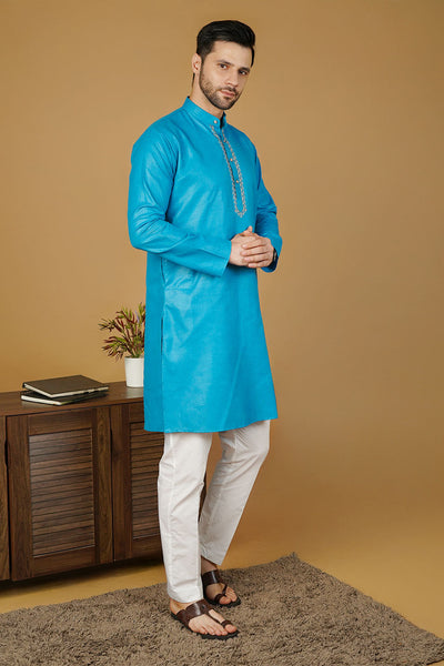 Banarasi Art Silk Blue 1 Kurta