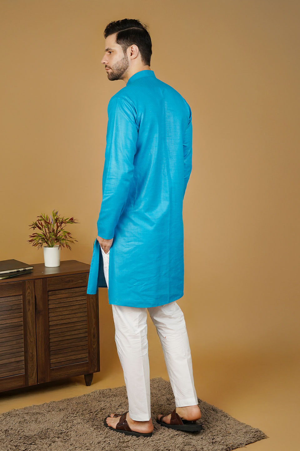 Banarasi Art Silk Blue 1 Kurta