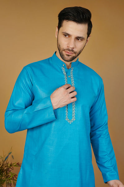 Banarasi Art Silk Blue 1 Kurta