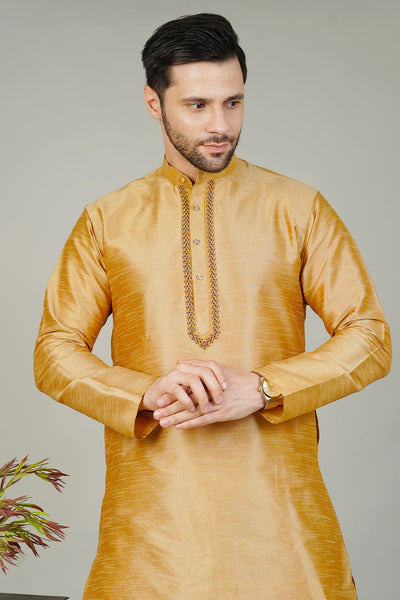 Banarasi Art Silk Gold Kurta