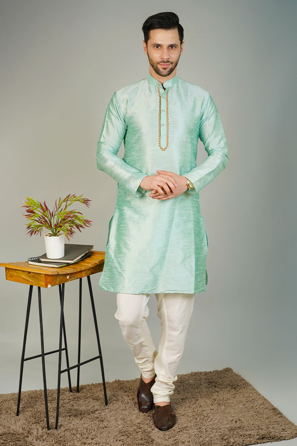 Banarasi Art Silk Blue 3 Kurta