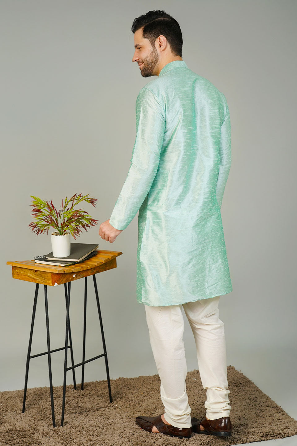 Banarasi Art Silk Blue 3 Kurta