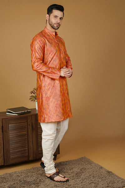 Banarasi Cotton Orange Kurta